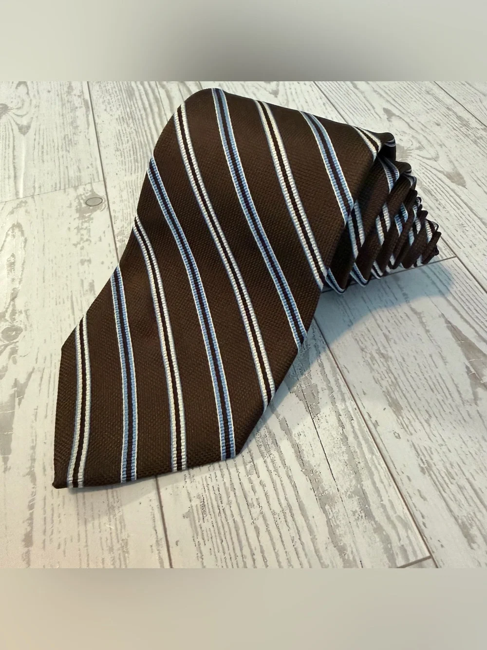 Brooks Brothers, Striped, Silk, Repp, Brown and Blue Necktie